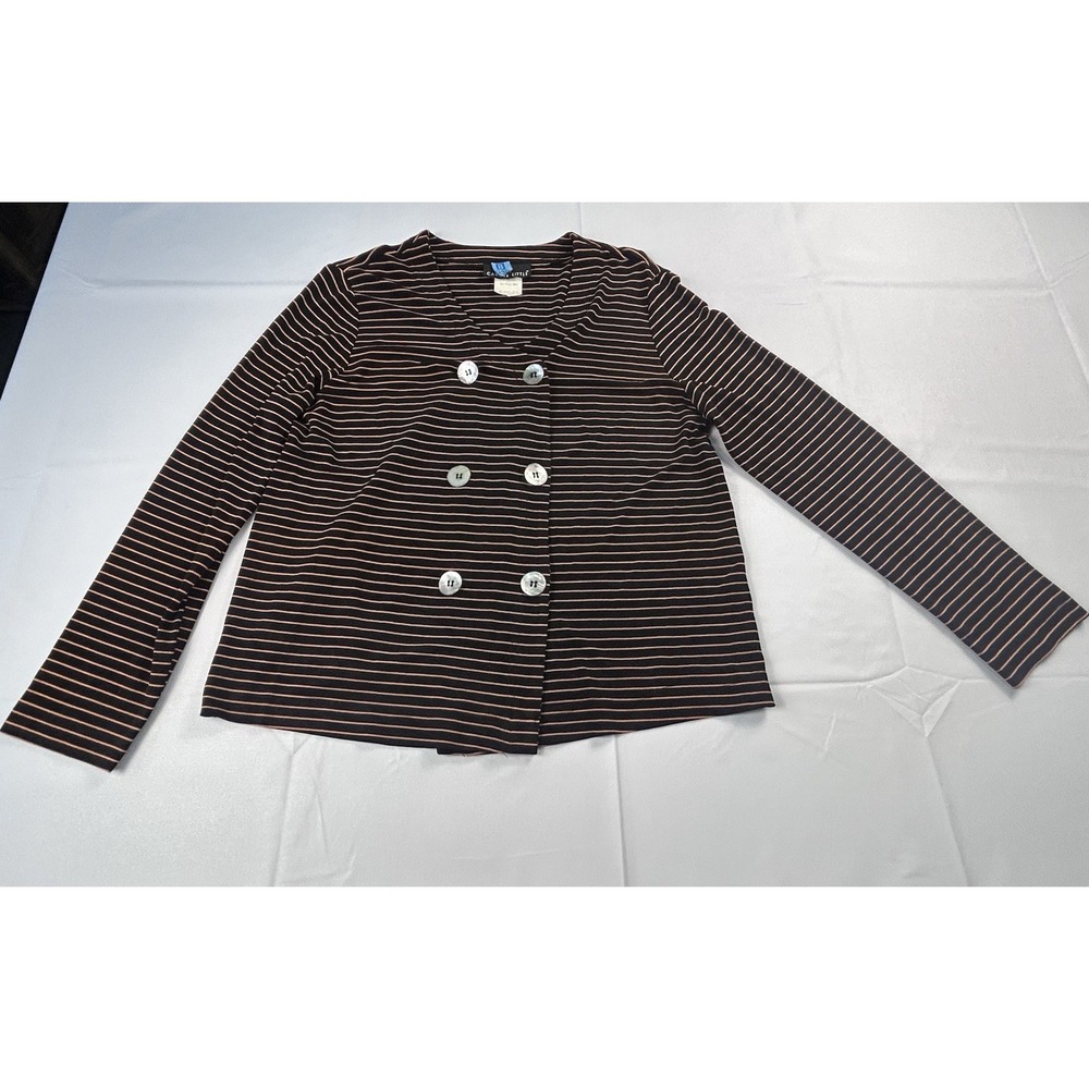 Vintage 1990s Carole Little Size 8 Black Orange Stripe Jacket USA